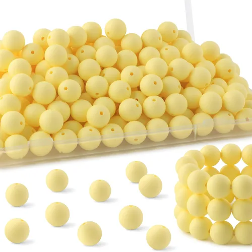 Vista 55 de 160Pcs 12mm de abalorios de silicona para hacer llaveros, pulseras, collares, abalorios redondos de silicona a granel para bolígrafos (negro)