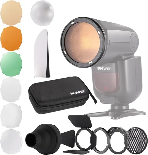 NEEWER CRM2 Kit de accesorios magnéticos para flash de cabeza redonda Z1-C/N/S Z2-C/N/S/F Z2Pro-C/N/S/F compatible con Godox V1 Speedlites, incluye