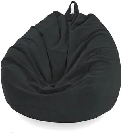 Koolouispoper Funda de sofá de pana sólida para puf, silla con forma de gota de agua, funda de sofá perezoso para sala de estar, accesorio de Negro