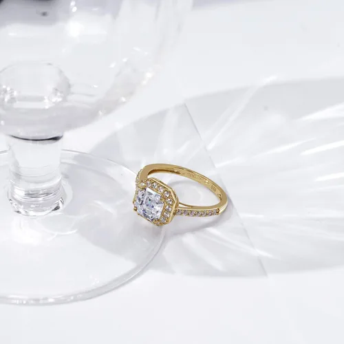 Vista 2 de Tienda Collection Sterling Silver Infinite Elements Cubic Zirconia Asscher Center Halo Ring