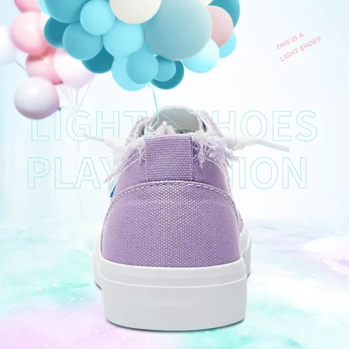 Vista 4 de Obtaom Play Tenis de lona para mujer, sin cordones, a la moda, blanco desgastado y estampado de leopardo