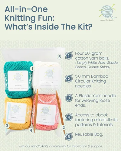 Vista 8 de Tropical mindfulknits Knitting Yarn, Crochet Yarn & 100% Cotton Yarn for Knitting, Crocheting, Soft & Gentle Worsted Weight Yarn for Baby