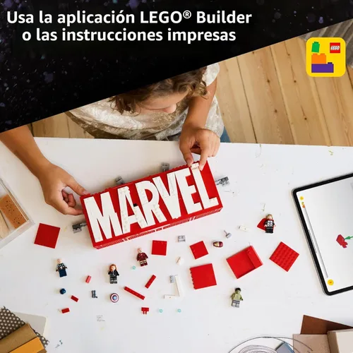 Vista 6 de LEGO Marvel: Marvel - Juguete de construcción con logotipo y minifiguras – Set coleccionable de Marvel para niños y niñas, a partir de 12 años, kit