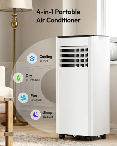 Vista 5 de EUHOMY 8,000 BTU Portable Air Conditioner, 3-in-1 Portable AC Unit with Cools, Dehumidifier, Fan, 50 dB Sleep Mode, Cools 350 Sq.Ft. with 350 CFM