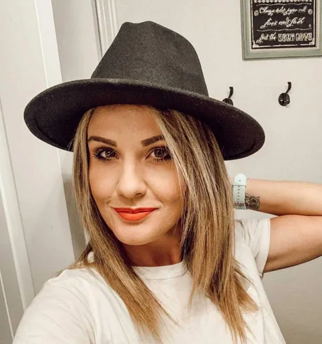 Vista 3 de Lanzom - Sombrero clásico de ala ancha flexible para mujer estilo Panamá cinturón con hebilla fedora de lana