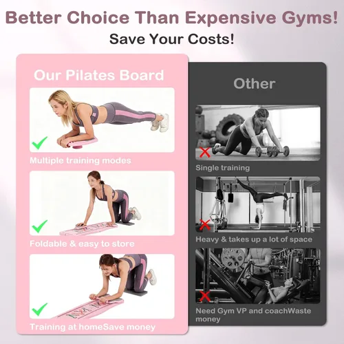 Vista 8 de 6-in-1 Foldable Pilates Board Reformer Kit, Portable Home Gym Equipment with Resistance Bands, Ab Board, Smart Timer & Phone Holder, Full Body