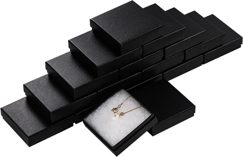 Vista 2 de Magicool - Paquete de 20 cajas de joyería de cartón de 3.5 x 3.5 x 1 pulgadas, utilizadas para collares, pulseras, aretes, joyas, embalaje de regalo