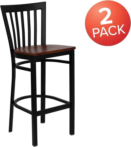 Vista 26 de Flash Furniture HERCULES Series Black School House Back Metal Restaurant Barstool - Asiento de vinilo negro