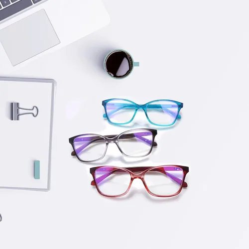 Vista 21 de 3 Pack Progressive Multifocus Reading Glasses Blue Light Blocking Multifocal Readers for Women Men with Spring Hinge