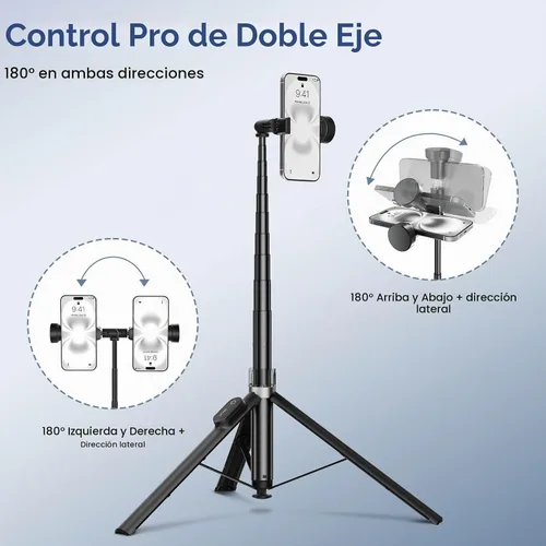 Vista 3 de Trípode automático de 66 pulgadas con control remoto, trípode para teléfono celular para grabación de video y transmisión en vivo, trípode ajustable