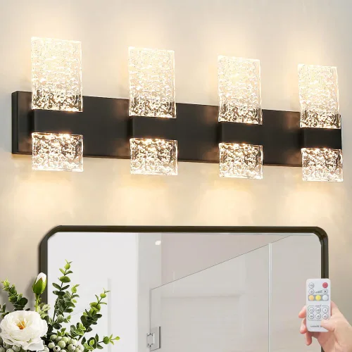 Vista 17 de Luz de Tocador de Baño Moderna de Níquel Cepillado de 8 Luces, Elegantes Accesorios de Iluminación de Baño de Níquel LED sobre Espejo, Accesorios