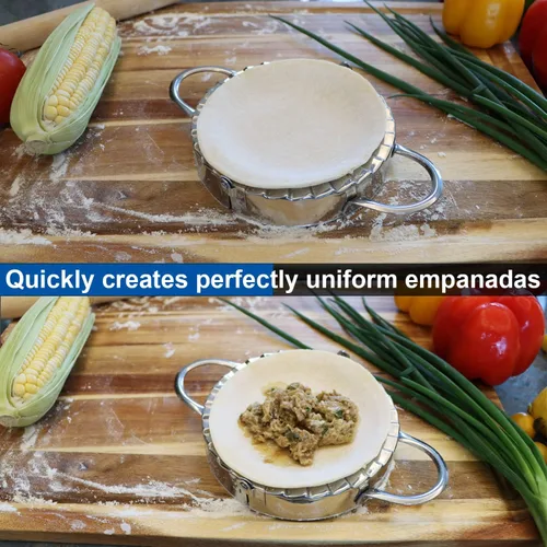 Vista 4 de KAYCROWN Molde para ravioles de acero inoxidable para empanadas, molde para hacer albóndigas Pierogi, cortador de masa de pastelería, accesorios