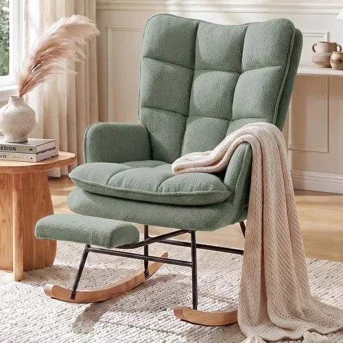 Vista 12 de Mecedora de doble capa para guardería, silla mecedora con reposapiés