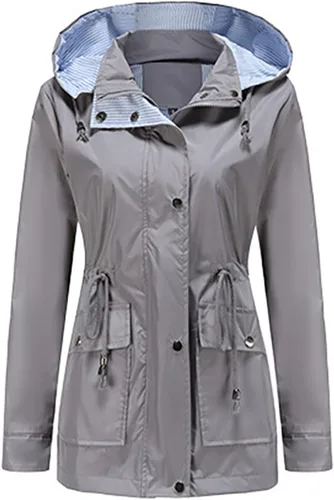 Vista 2 de Chaqueta impermeable para mujer, cálida y plegable, con capucha, forro polar, resistente al viento, para campamento, senderismo