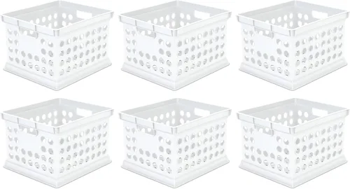 Sterilite Caja organizadora de plástico apilable con asas para el hogar, oficina, dormitorio, garaje u organización de utilidad, color blanco,