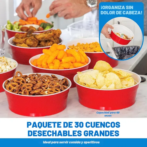 Vista 2 de GoBig Red Party Cup Bowls - Large Disposable Plastic Bowls - 22 oz or 60 oz