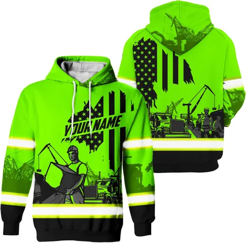 Vista 23 de Matedecor Sudadera con capucha de alta visibilidad para hombre, ropa de trabajo de seguridad Hi Vis con diseño reflectante