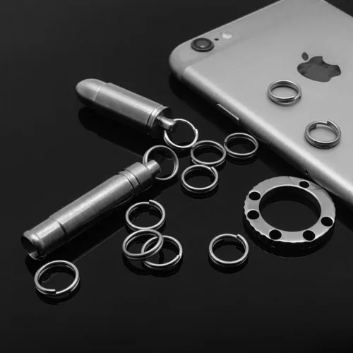 Vista 5 de TI-EDC Anillos divididos de titanio pequeños llaveros paquete de 10 (0.394 in)