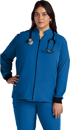 Vista 8 de ave. Women's Solano Four Pocket Athletic Scrub Jacket Negro