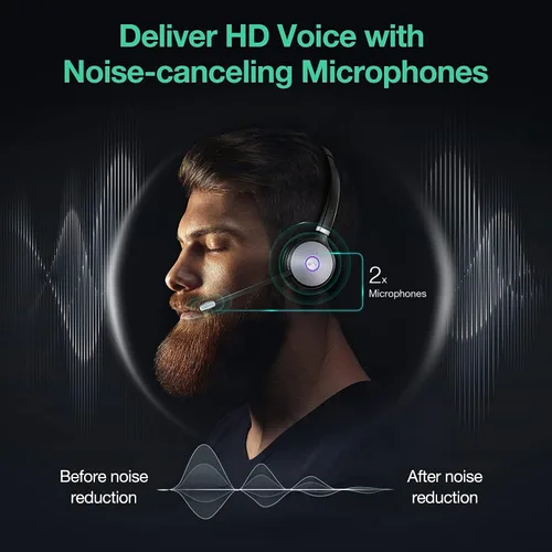 Vista 8 de Yealink WH62 - Auriculares inalámbricos DECT mono con certificación de equipos, auriculares inalámbricos con micrófono con cancelación de ruido