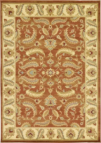 Vista 38 de Unique Loom - Colección Voyage - Alfombra redonda tradicional oriental, marrón, Polipropileno, Marrón/Azul Claro