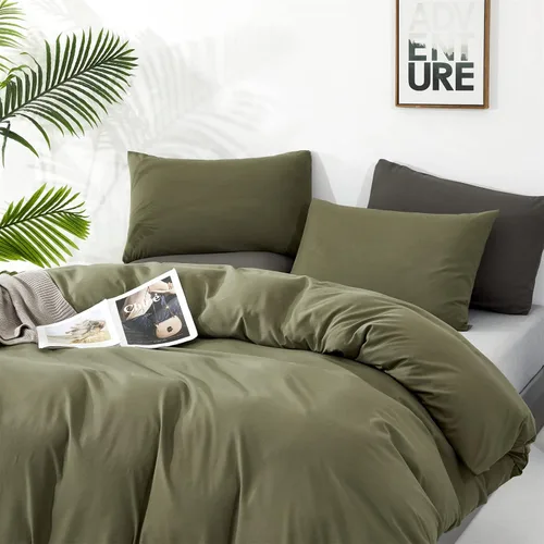 Vista 397 de CLOTHKNOW Juego de edredón de 3 piezas a cuadros color beige óxido, tamaño Full, juego de ropa de cama de cuadros edredón terracota con 2 fundas