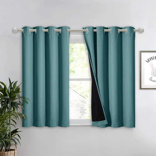 Vista 95 de NICETOWN Cortinas 100 % opacas con aislamiento térmico, panel de cortina deslizante de rendimiento que reduce el ruido con forro negro, bloqueo