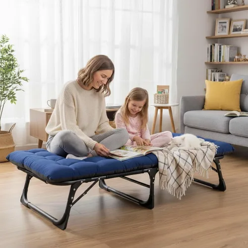 Vista 7 de ABORON Silla bronceadora, tumbona plegable acolchada de 5 posiciones Azul océano