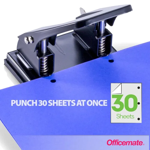 Vista 3 de Perforadora de papel estándar de 2 agujeros, capacidad de 30 hojas, negro (90079)