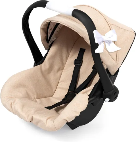 Bayer Design 67975AA Silla de coche para muñecas con toldo y asa ajustable, arnés, para muñecas de hasta 18.1 in Beige
