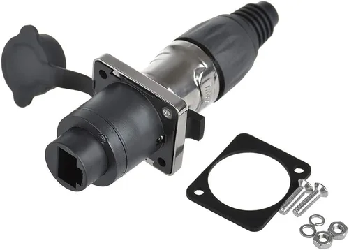 Vista 2 de Panel de montaje RJ45 IP65 impermeable PCB panel de señal Cat5/5e/6 8P8C conector Ethernet LAN cable conector (2 conectores RJ45 + 2 piezas redondas)