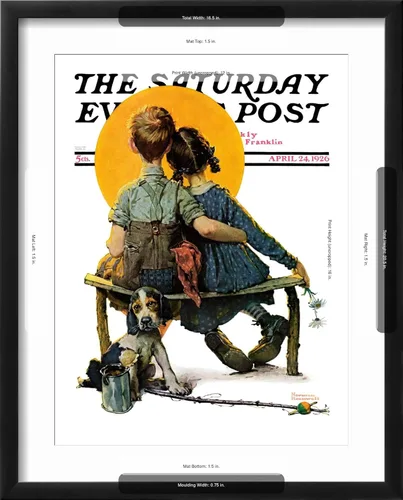 Vista 5 de ART.COM Norman Rockwell - Cubierta para poste de pared con estampado giclée Little Spooners or Sunset Saturday Evening Post, 24 de abril de 1926