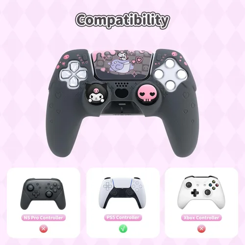 Vista 2 de Silicone PS5 Controller Cover Skin Set,Anti-Slip Soft Protective Case for PS5 Wireless Controller with 2 Thumb Grip Caps and 1 Sticker