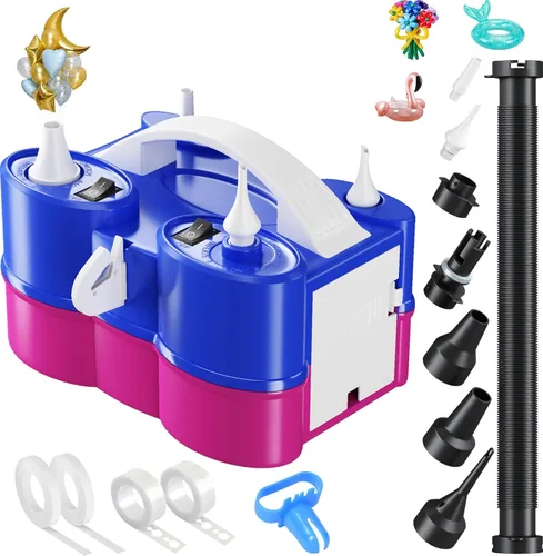 3-in-1 Electric Balloon Pump, Portable Air Pump for Latex 260q Foil Balloons, Dual Nozzle Balloon Blower Machine for Party Decoration, 110V AC