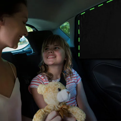 Vista 4 de ZATOOTO Cortinas para ventana de automóvil, 2 fundas de protección lateral de seda negra para proteger la parte trasera del automóvil, parasol