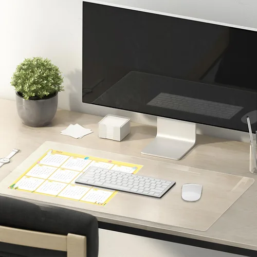 Vista 2 de Protector de mesa de 12 x 24 pulgadas - Vinilo transparente, plástico de 1.5 mm de grosor, tapete de escritorio