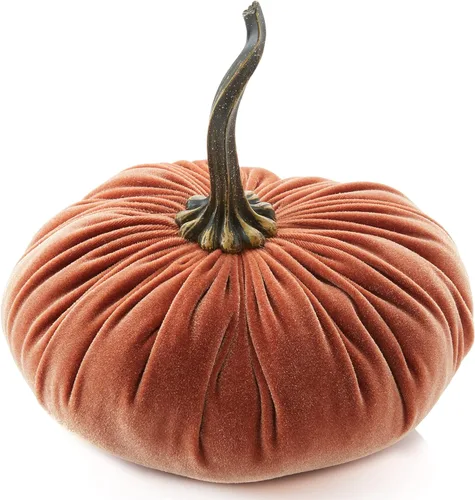 Vista 12 de Your Heart's Content Calabaza de terciopelo de 9 pulgadas, decoración de otoño hecha a mano, centro de mesa de boda de otoño, decoración rústica