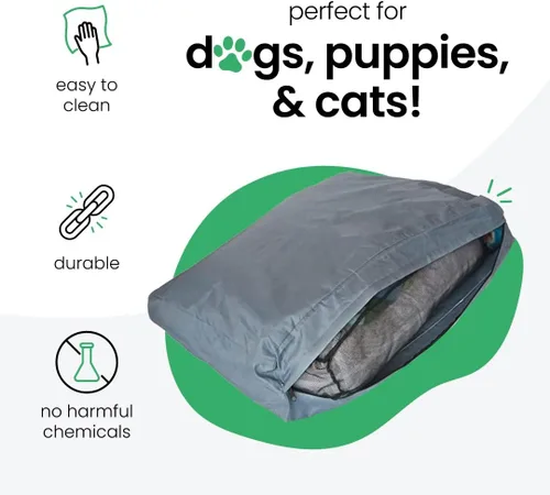 Vista 3 de Molly Mutt Forro de cama para perro resistente al agua, forro de cama de poliéster para perros, fácil de limpiar, gris, enorme, 36 x 45 x 4.75