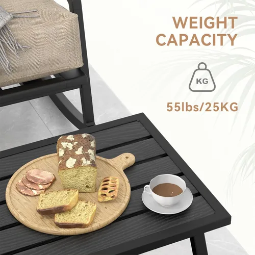 Vista 4 de C-Hopetree Mesa auxiliar de centro de metal pequeña para patio exterior, rectangular, color negro