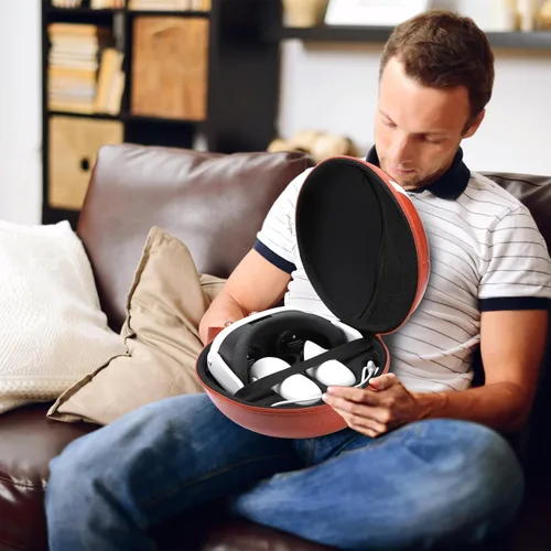 Vista 7 de Estuche rígido de transporte para accesorios Meta Quest 3, bolsa de viaje a prueba de golpes compatible con auriculares Meta Quest 3 VR, agarres