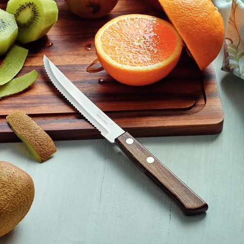 Tramontina 21100/495 TRAMONTINA Cuchillo para carne con mango de madera, 8.3 pulgadas (8.3 in), marrón oscuro, apto para lavavajillas, duradero,