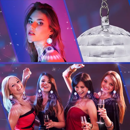 Vista 6 de RAHAN LED Earrings Disco Ball 16 Colors Light,Rechargeable Light Projecting Light up Earrings for Women Dance Party Halloween Costume Accessories