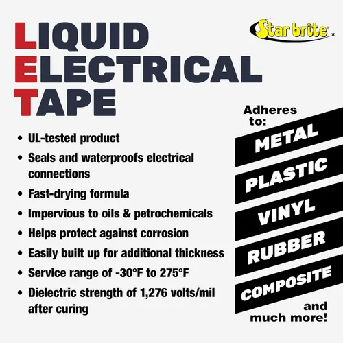 Vista 5 de STAR BRITE Cinta Eléctrica Líquida con Tapa Aplicadora de Cepillo - Adhesión Superior y Protección Flexible para Cables Deshilachados, Terminales