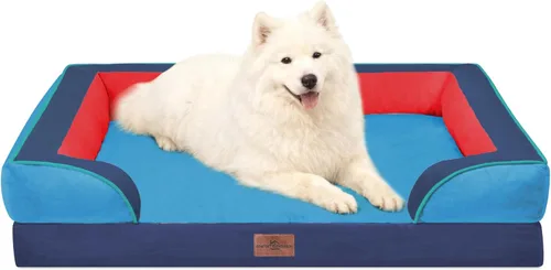 Vista 258 de Comfort Expression - Cama ortopédica para perros pequeños, 20 x 14 pulgadas, cama impermeable y de apoyo de espuma con cojines removibles, sofá