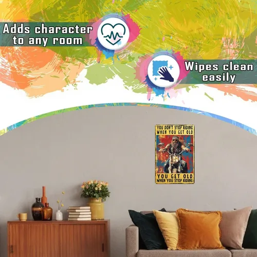 Vista 65 de Letrero de metal con texto en inglés "I Do What I Want Cat Riding Motorcycle Retro Wall Art Decor for Home Office Bar Wall Decor 8x12