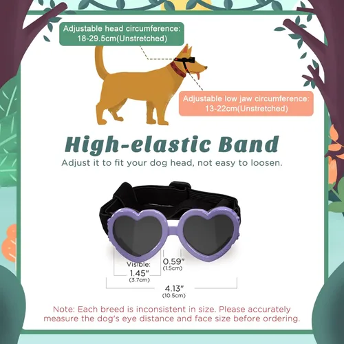 Vista 3 de Lewondr Gafas de sol para perros pequeños, protección UV, gafas de protección para los ojos con correa ajustable, gafas de sol en forma de corazón
