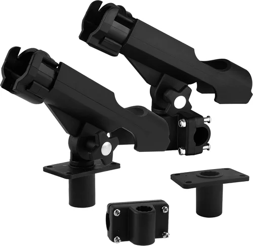 HiUmi Adjustable Black Fishing Rod Holder for Boat Kayak Swivel Side Mount Kits Tackle
