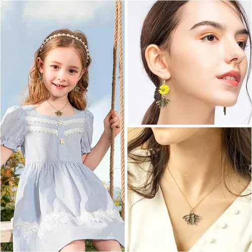 Vista 7 de QXUJI - 100 dijes de aleación de abeja para hacer joyas, dijes de abeja de metal, para collares, pulseras, aretes, accesorios de fabricación de joyas