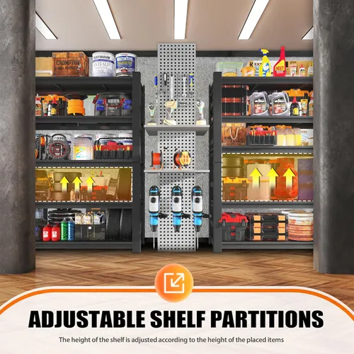 Vista 7 de PRESTELION Estantería de garaje ajustable de 5 niveles, estante de almacenamiento de acero de 3000 libras, impermeable y resistente al óxido, fácil