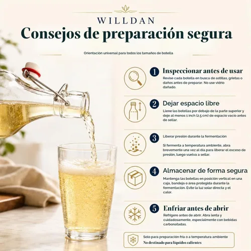 Vista 10 de WILLDAN Paquete de 6 botellas de vidrio con tapa abatible de 4 onzas – Botellas de preparación con tapa abatible para kombucha, kéfir, extracto